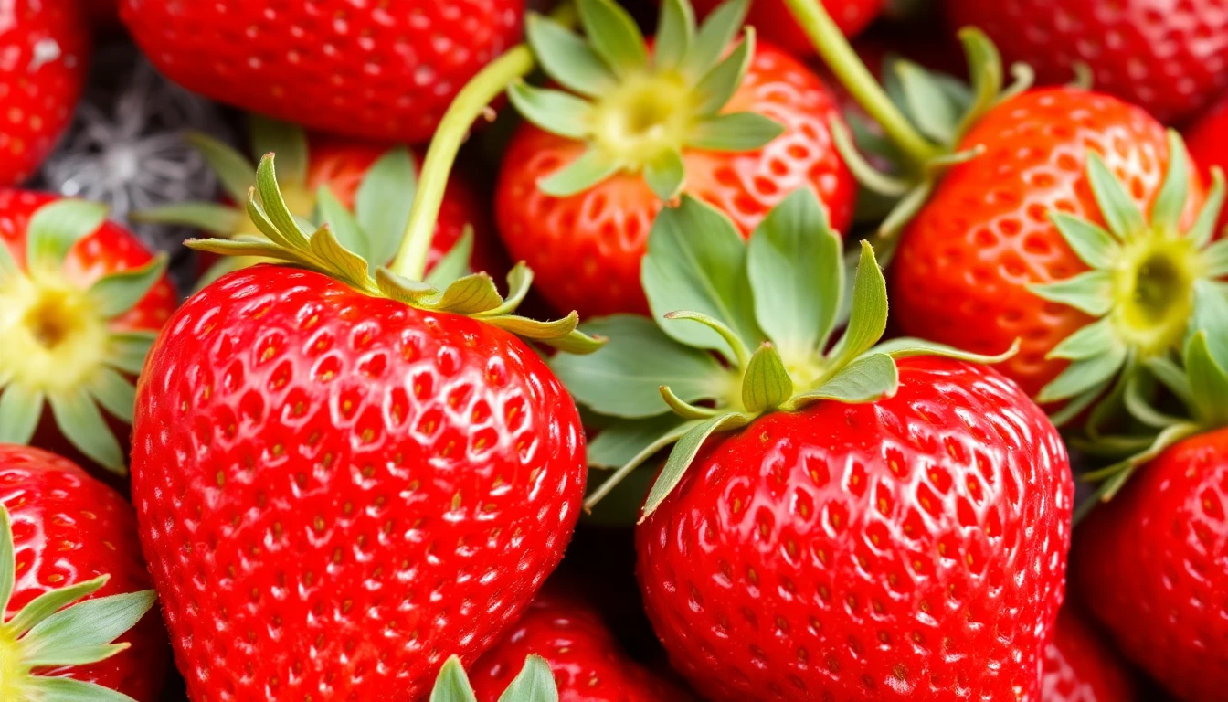 Fresas sanas y rojas, libres de moho gris